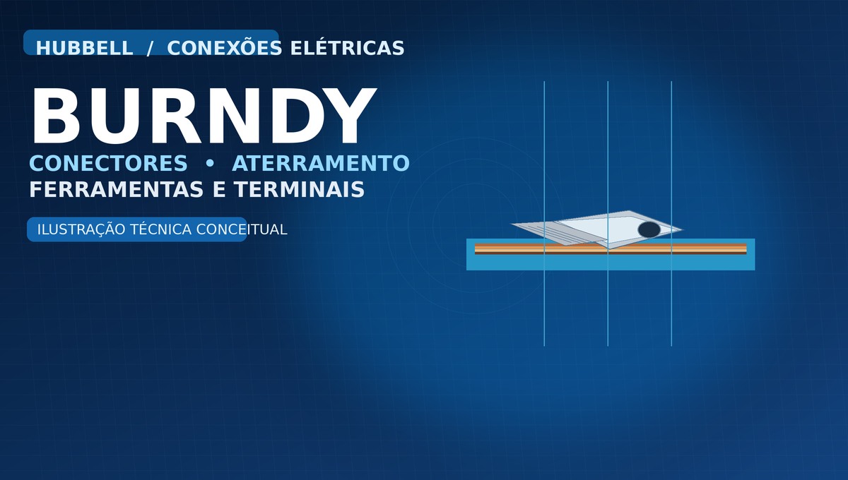 Ilustração técnica conceitual de conector elétrico para artigo sobre BURNDY no Brasil
